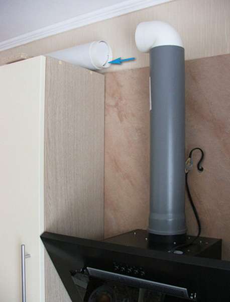 Монтаж наклонной вытяжки для кухни с отводом в вентиляцию